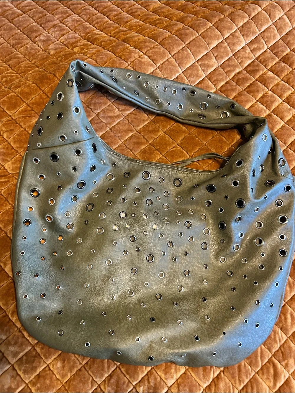 Free People Grommet Hobo Shoulder Bag in Sage Green